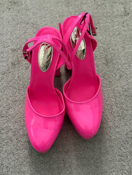 Express Shoes - Express Hot Pink Patent Platform Heels